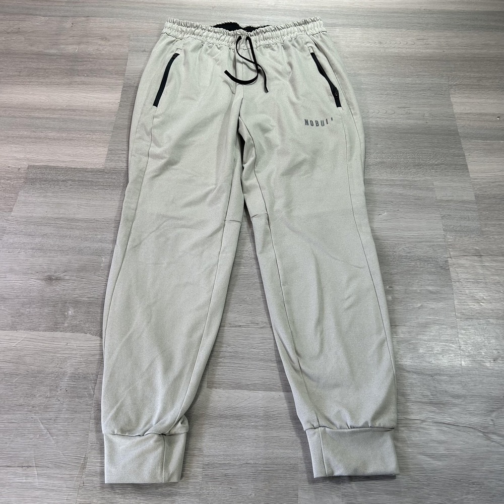NOBULL Sweatpants Mens Medium Gray Jogger Elastic Waist Zip Pockets Athletic